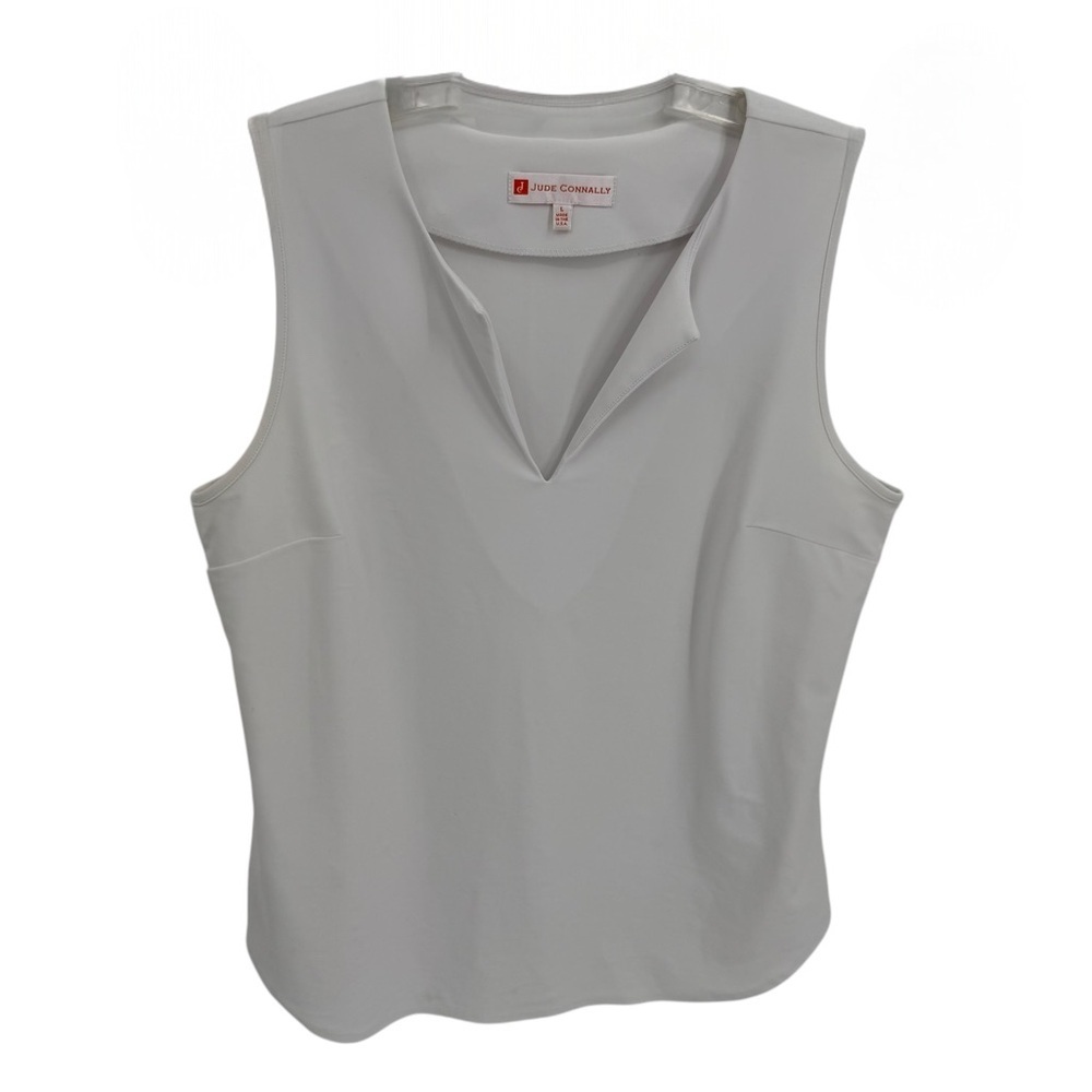 Jude Connally Top Womens Size Large White Sleeveless V-neck pullover career